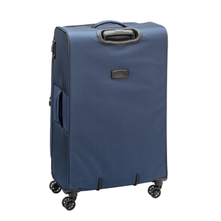 North Pioneer Gate Stor Resväska 80 cm - Marinblå teleskophandtag, 360° hjul och TSA-lås – idealisk för resor och handbagage. Fotad mot en vit bakgrund 