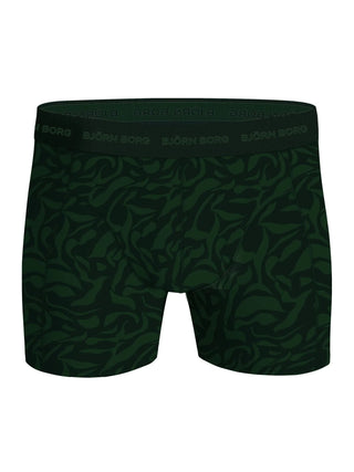 Björn Borg Cotton Stretch Boxerkalsonger 3-Pack - Svart/Mörkgrön