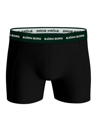 Björn Borg Cotton Stretch Boxerkalsonger 3-Pack - Svart/Mörkgrön