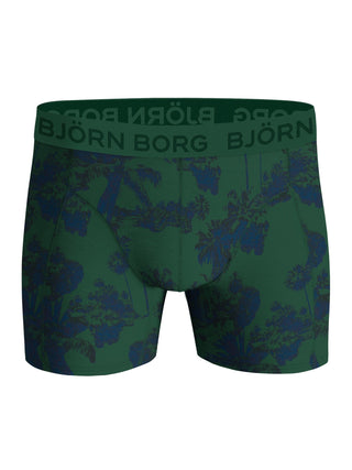 Grön och mönstrig Björn Borg boxerkalsong sedd framifrån med grön resår och logotyp