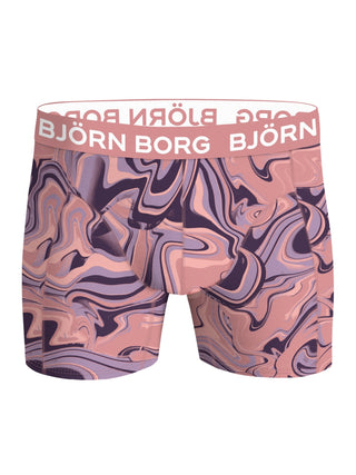 Rosa/mönstrig Björn Borg boxerkalsong sedd framifrån med rosa logotypresår i mikrofiber