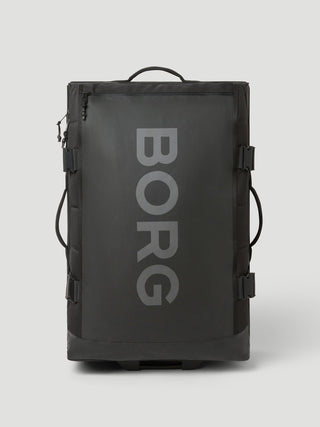 Björn Borg Resväska Travel Trolley L 80L - Black Beauty, fotad mot en ljusgrå bakgrund.