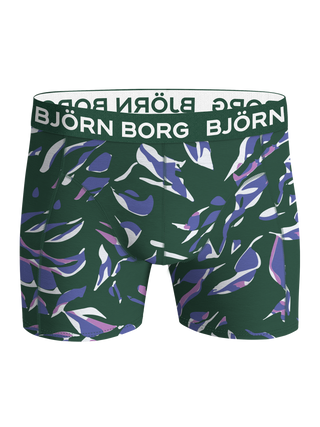 Grönspräcklig Björn Borg boxerkalsong framifrån med kontrasterande midjeresår