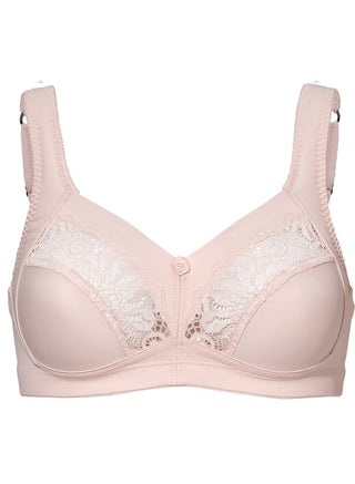 Frilagd bild av Swegmark Meadow BH utan bygel i crystal pink – mjuk bh i ekologisk bomull med bred resår och naturligt stöd.