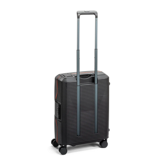 North Pioneer AMS Kabinväska 55 cm - Svart  hårdskal med vågmönster – teleskophandtag i kopparfärg och 360° hjul för smidig manövrering och stilren design fotad mot en vit bakgrund 