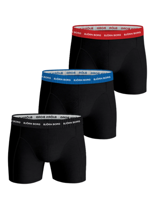 Björn Borg Cotton Stretch Boxerkalsonger 3p - Svart/Röd/Blå