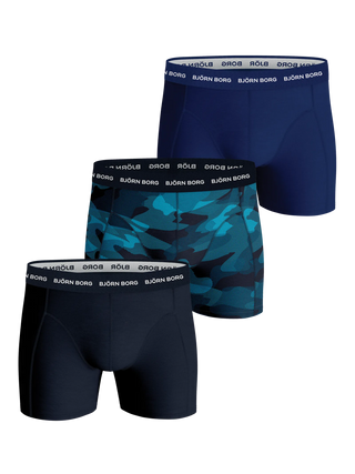 Björn Borg Cotton Stretch Boxerkalsonger 3p - Mönster/Marinblå