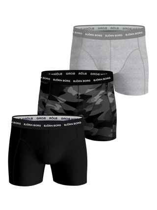 Björn Borg Cotton Stretch Boxerkalsonger 3p - Svart/Melange/Mönster