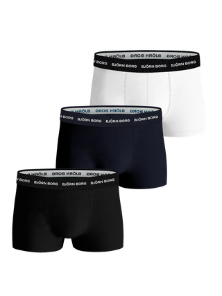 Björn Borg Cotton Stretch Trunkkalsonger 3p - Svart/Marinblå/Vit