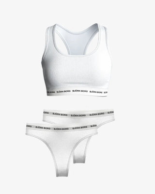 Björn Borg Core Logo Soft Bh +  Logo Stringtrosor 2p - Vit