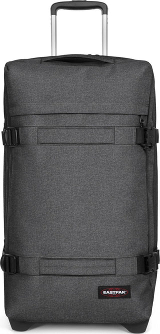 Eastpak Transit'R Stor Resväska - Black Denim, fotad mot en vit bakgrund.