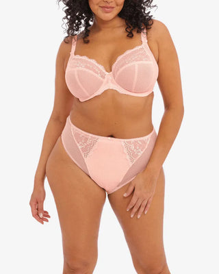 Elomi Charley UW Plunge BH i Ballet Pink, med låg mitt och tre-sektionskopp för lyft och stöd.