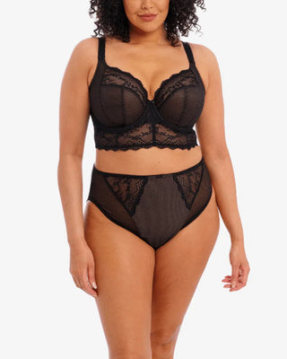 Elomi Charley UW Bralette BH i svart, med djup plunge-ringning och tre-sektionskopp för lyft och stöd.