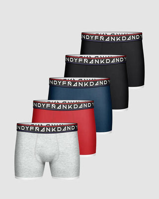 Frank Dandy 5-P St Pauls Bamboo Boxerkalsonger - Grå/Röd/Navy/Svart