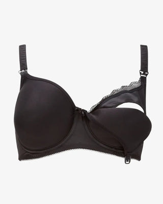 Freya Pure Uw Moulded Amnings Bh - Svart produktbild framifrån som visar Bh:ns funktioner 