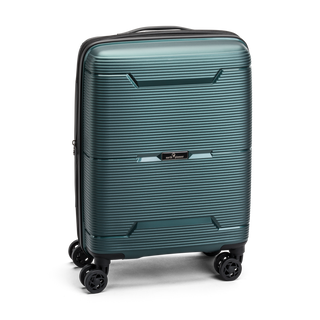 North Pioneer BGO Kabinväska 55 cm - Grön hårdskal med vågmönster – teleskophandtag i kopparfärg och 360° hjul för smidig manövrering och stilren design