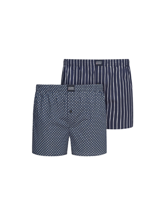 Bilden visar Jockey Boxershorts 2-pack – Blå med rutigt mönster fotad mot en vit bakgrund 