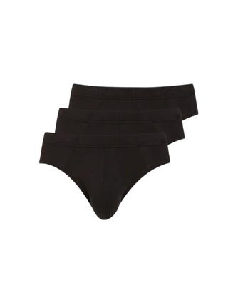 Bilden visar Jockey Briefkalsonger 3-pack - Svart fotad mot en vit bakgrund. 3 par brief kalsnger uppradade på rad 