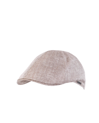 Wigéns Pub Cap - Ljusbrun med Fiskbensmönster klassisk herrkeps i somrig pub cap-stil, perfekt för vår och sommar.