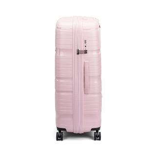 North Pioneer OSL Stor Resväska 77 cm - Rosa hårdskal med vågmönster – teleskophandtag i kopparfärg och 360° hjul för smidig manövrering och stilren design
