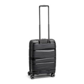 North Pioneer OSL Laptop Kabinväska 55 cm - Svart hårdskal med vågmönster – teleskophandtag i kopparfärg och 360° hjul för smidig manövrering och stilren design