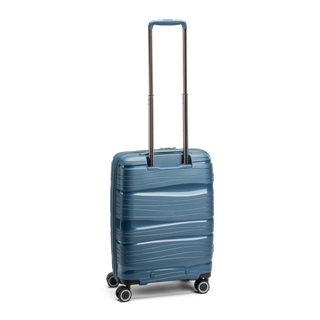 North Pioneer OSL Laptop Kabinväska 55 cm - petrolblå hårdskal med vågmönster – teleskophandtag i kopparfärg och 360° hjul för smidig manövrering och stilren design