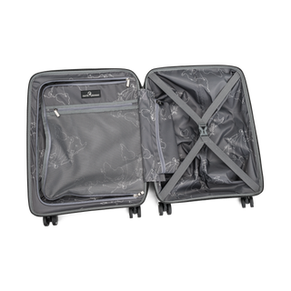 North Pioneer OSL Laptop Kabinväska 55 cm - petrolblå hårdskal med vågmönster – teleskophandtag i kopparfärg och 360° hjul för smidig manövrering och stilren design