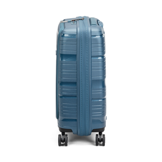 North Pioneer OSL Laptop Kabinväska 55 cm - petrolblå hårdskal med vågmönster – teleskophandtag i kopparfärg och 360° hjul för smidig manövrering och stilren design