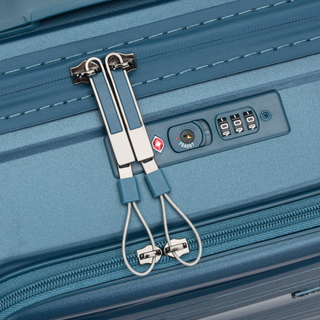 North Pioneer OSL Laptop Kabinväska 55 cm - petrolblå hårdskal med vågmönster – teleskophandtag i kopparfärg och 360° hjul för smidig manövrering och stilren design