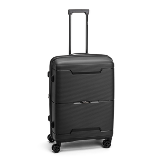 North Pioneer BGO Kabinväska 55 cm - Svart hårdskal med vågmönster – teleskophandtag i kopparfärg och 360° hjul för smidig manövrering och stilren design
