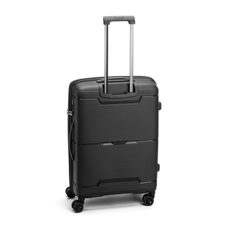 North Pioneer BGO Kabinväska 55 cm - Svart hårdskal med vågmönster – teleskophandtag i kopparfärg och 360° hjul för smidig manövrering och stilren design