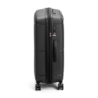North Pioneer BGO Kabinväska 55 cm - Svart hårdskal med vågmönster – teleskophandtag i kopparfärg och 360° hjul för smidig manövrering och stilren design