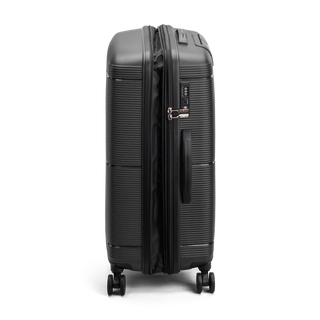 North Pioneer BGO Kabinväska 55 cm - Svart hårdskal med vågmönster – teleskophandtag i kopparfärg och 360° hjul för smidig manövrering och stilren design