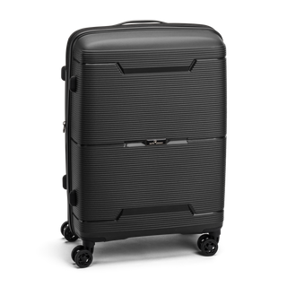 North Pioneer BGO Kabinväska 55 cm - Svart hårdskal med vågmönster – teleskophandtag i kopparfärg och 360° hjul för smidig manövrering och stilren design