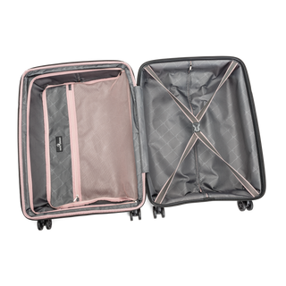 North Pioneer BGO Kabinväska 55 cm - Rosa hårdskal med vågmönster – teleskophandtag i kopparfärg och 360° hjul för smidig manövrering och stilren design