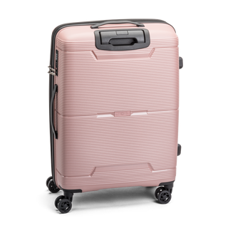 North Pioneer BGO Kabinväska 55 cm - Rosa hårdskal med vågmönster – teleskophandtag i kopparfärg och 360° hjul för smidig manövrering och stilren design