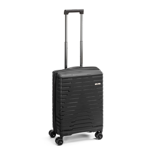 North Pioneer TOS Kabinväska 55 cm - Svart hårdskal med vågmönster – teleskophandtag i kopparfärg och 360° hjul för smidig manövrering och stilren design fotad mot en vit bakgrund 