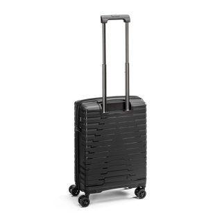North Pioneer TOS Kabinväska 55 cm - Svart hårdskal med vågmönster – teleskophandtag i kopparfärg och 360° hjul för smidig manövrering och stilren design fotad mot en vit bakgrund 