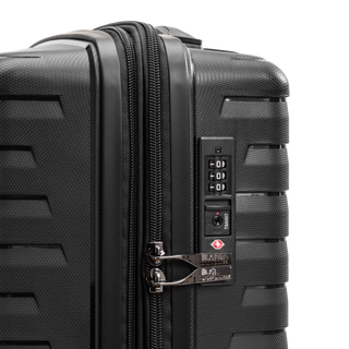 North Pioneer TOS Kabinväska 55 cm - Svart hårdskal med vågmönster – teleskophandtag i kopparfärg och 360° hjul för smidig manövrering och stilren design fotad mot en vit bakgrund 