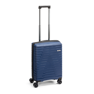 North Pioneer TOS Kabinväska 55 cm - Blå hårdskal med vågmönster – teleskophandtag i kopparfärg och 360° hjul för smidig manövrering och stilren design fotad mot en vit bakgrund 