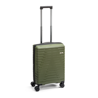 North Pioneer TOS Kabinväska 55 cm - Grön hårdskal med vågmönster – teleskophandtag i kopparfärg och 360° hjul för smidig manövrering och stilren design fotad mot en vit bakgrund 