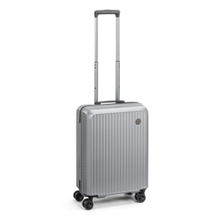 North Pioneer Superb Kabinväska 55 cm - Silver hårdskal med vågmönster – teleskophandtag i kopparfärg och 360° hjul för smidig manövrering och stilren design fotad mot en vit bakgrund 