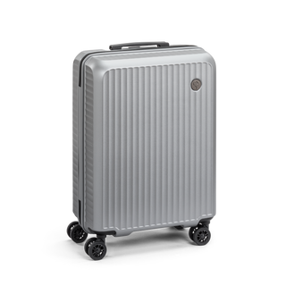 North Pioneer Superb Kabinväska 55 cm - Silver hårdskal med vågmönster – teleskophandtag i kopparfärg och 360° hjul för smidig manövrering och stilren design fotad mot en vit bakgrund 