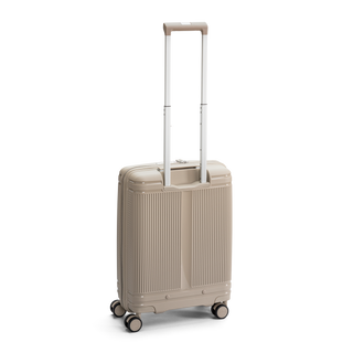 North Pioneer New York Kabinväska 55 cm - Beige hårdskal med vågmönster – teleskophandtag i kopparfärg och 360° hjul för smidig manövrering och stilren design fotad mot en vit bakgrund 