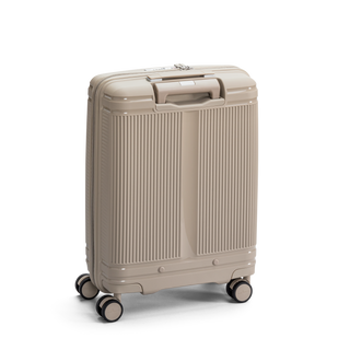 North Pioneer New York Kabinväska 55 cm - Beige hårdskal med vågmönster – teleskophandtag i kopparfärg och 360° hjul för smidig manövrering och stilren design fotad mot en vit bakgrund 
