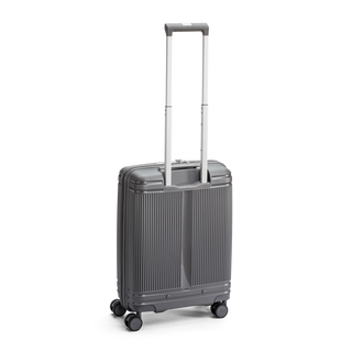 North Pioneer New York Kabinväska 55 cm - Grå hårdskal med vågmönster – teleskophandtag i kopparfärg och 360° hjul för smidig manövrering och stilren design fotad mot en vit bakgrund 