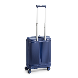 North Pioneer New York Kabinväska 55 cm - Marinblå hårdskal med vågmönster – teleskophandtag i kopparfärg och 360° hjul för smidig manövrering och stilren design fotad mot en vit bakgrund 