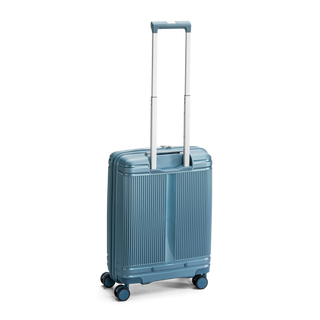 North Pioneer New York Kabinväska 55 cm - Petrolblå hårdskal med vågmönster – teleskophandtag i kopparfärg och 360° hjul för smidig manövrering och stilren design fotad mot en vit bakgrund 