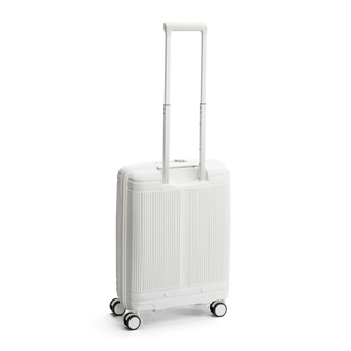 North Pioneer New York Kabinväska 55 cm - Vit hårdskal med vågmönster – teleskophandtag i kopparfärg och 360° hjul för smidig manövrering och stilren design fotad mot en vit bakgrund 