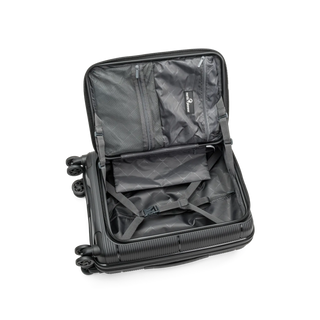 North Pioneer  HKG Kabinväska 55 cm - Svart   hård kabinväska med räfflad yta, teleskophandtag, 360° hjul och TSA-lås – idealisk för resor och handbagage.